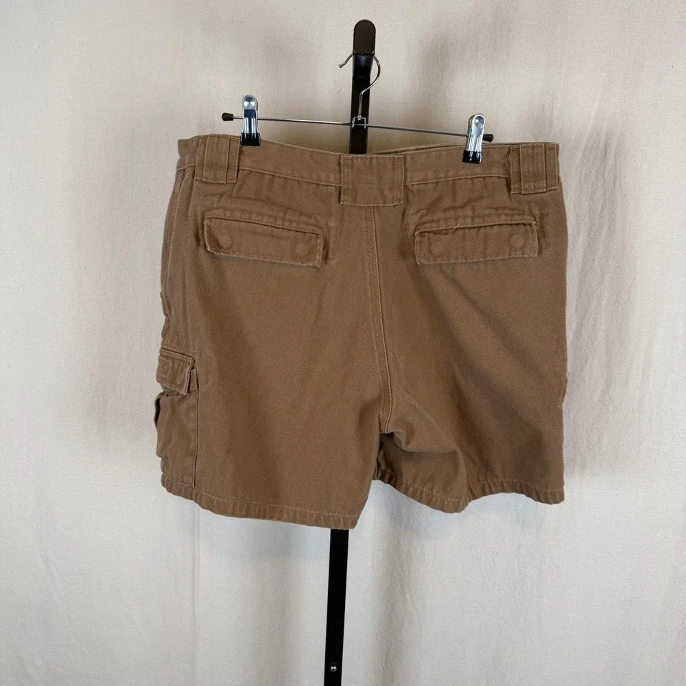 Duluth Trading Co Mens Brown Firehose Cargo Shorts 100% Cotton Size 38x7 Utility
